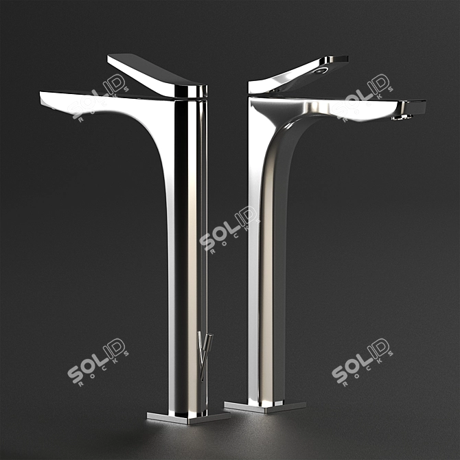 Gessi Rilievo Chrome Bathroom Faucets 3D model image 1