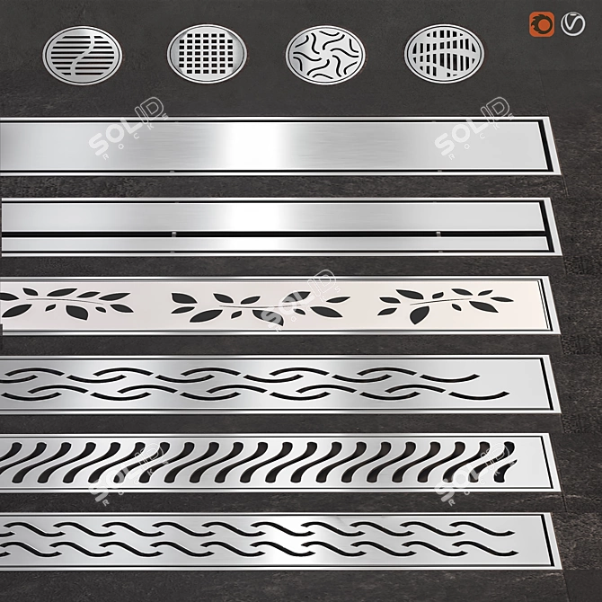 ACO Shower Grates and Channels Set 3D model image 1