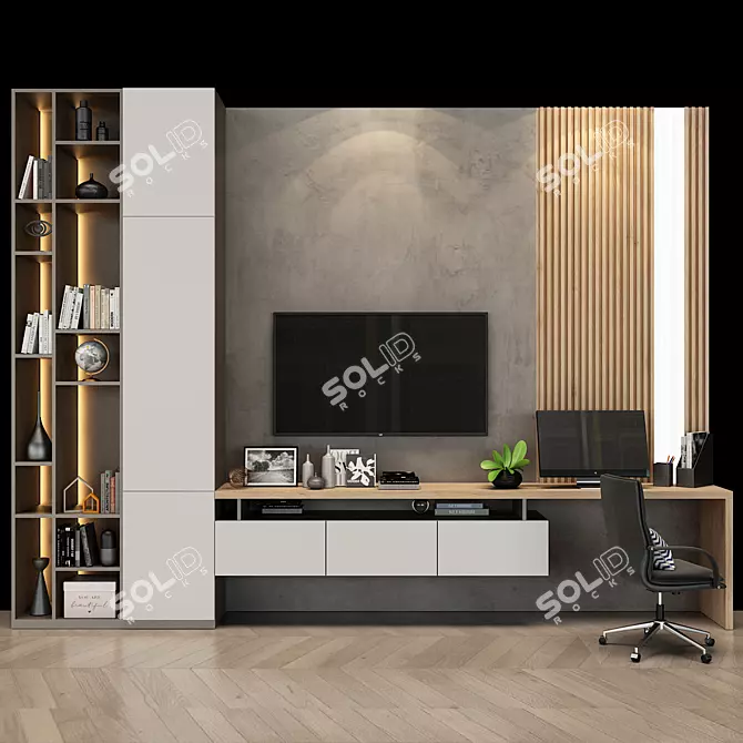 Elegance Oak Cabinet Furniture 3D model image 1