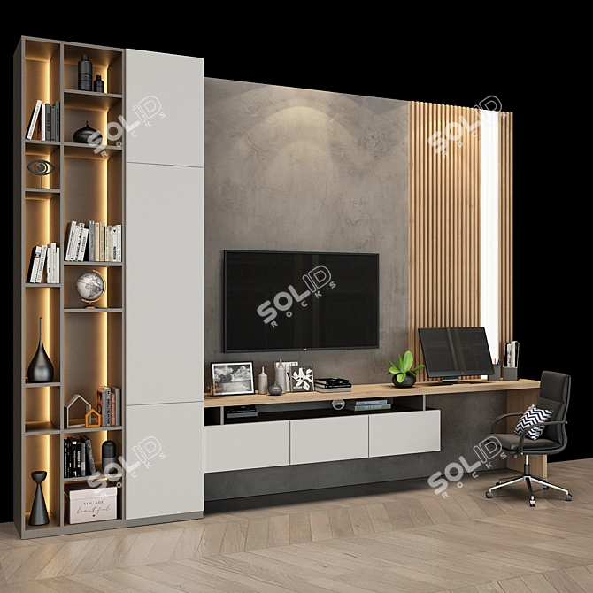 Elegance Oak Cabinet Furniture 3D model image 2