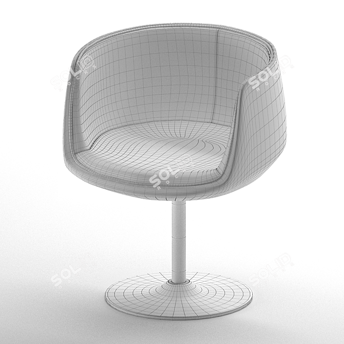 Walnut Swivel Club Chair 3D model image 3