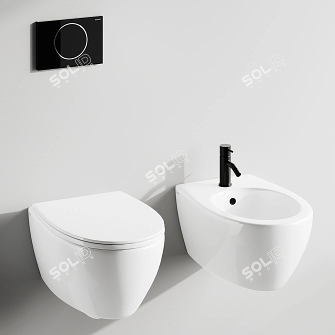 Globo 4all Bidet Set: Devit Mixer & Geberit Flush Button 3D model image 6