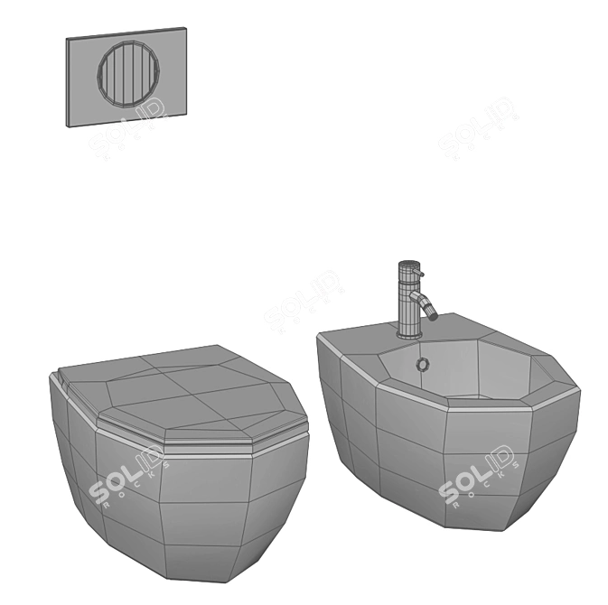 Globo 4all Bidet Set: Devit Mixer & Geberit Flush Button 3D model image 9