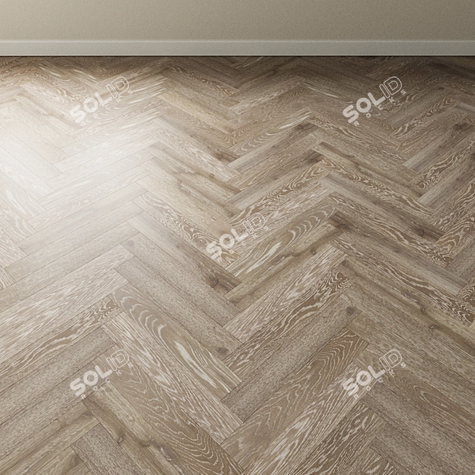 Gray Cashmere Oak Chevron Parquet 3D model image 2