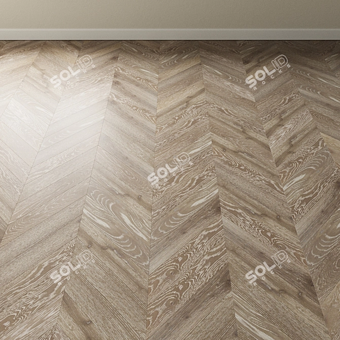 Gray Cashmere Oak Chevron Parquet 3D model image 3