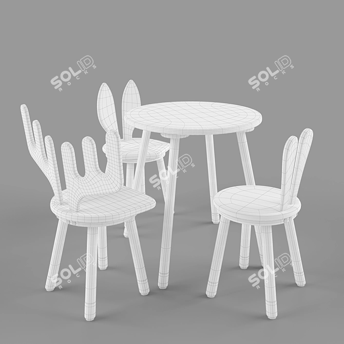 Cute Animal Children's Chairs and Table 3D model image 10