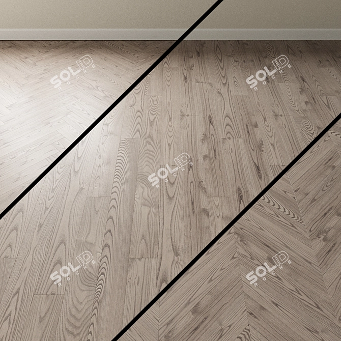 Silver Ash Chevron Parquet 3D model image 1