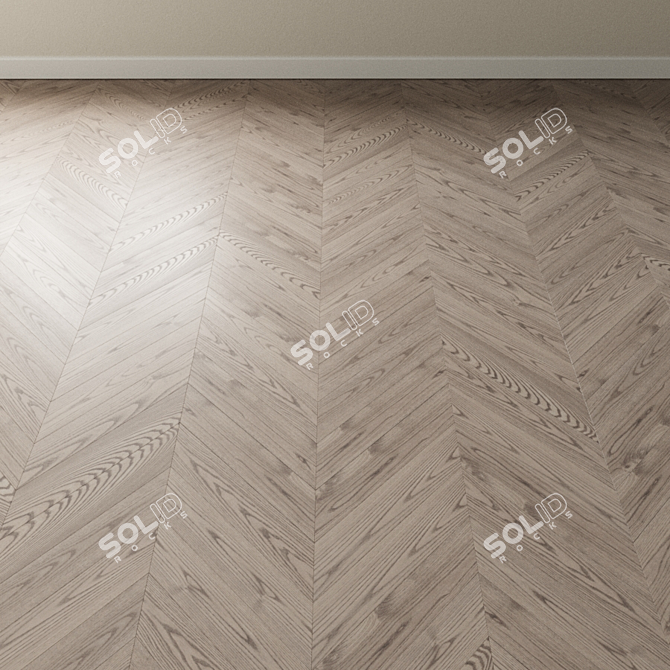 Silver Ash Chevron Parquet 3D model image 3