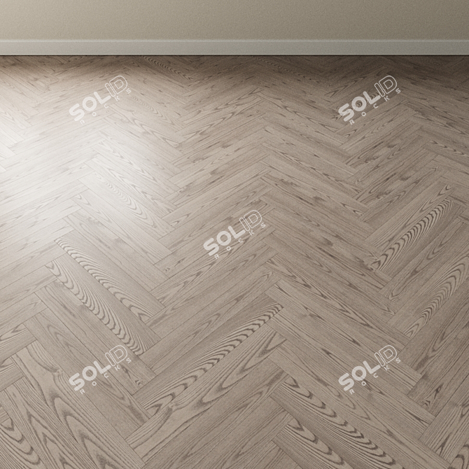 Silver Ash Chevron Parquet 3D model image 4