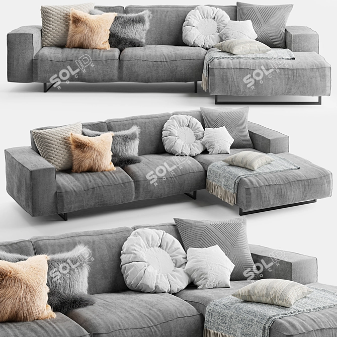 Elegant Diane Corner Sofa 3D model image 1