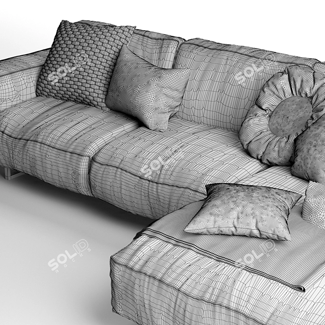 Elegant Diane Corner Sofa 3D model image 5