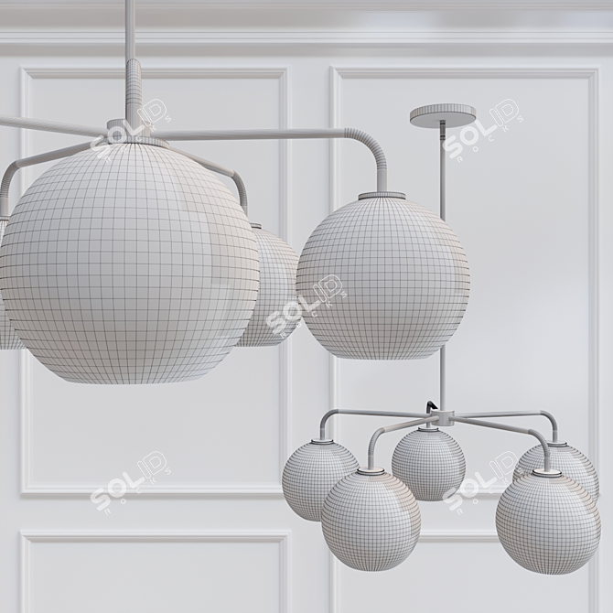 Radiant Glass 5-Light Chandelier 3D model image 2