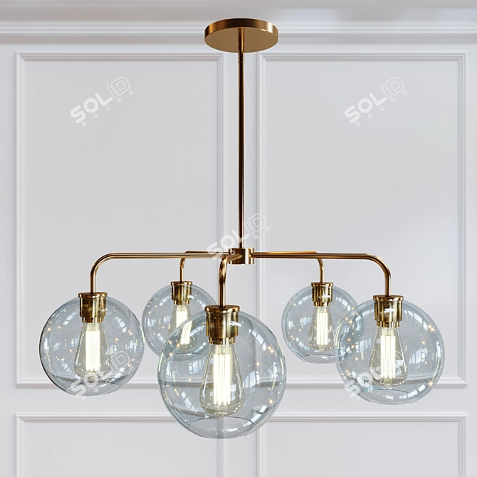 Radiant Glass 5-Light Chandelier 3D model image 6