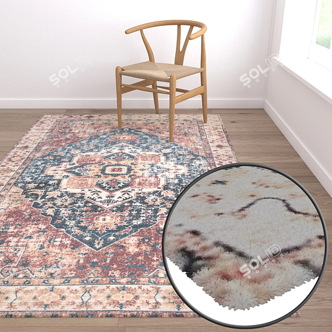 Luxury Textured Carpets Set 3D model image 5