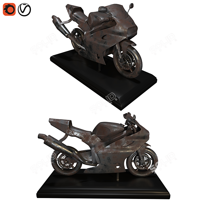 Iron Motorbike Decor: Vintage Motorcycle Ornament 3D model image 1