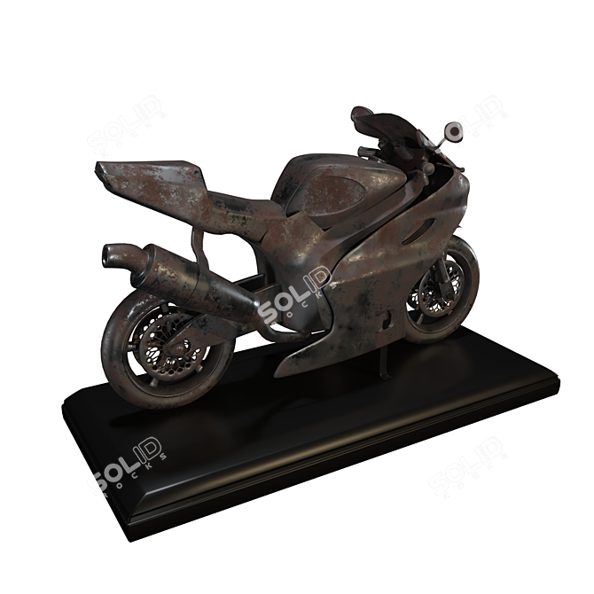Iron Motorbike Decor: Vintage Motorcycle Ornament 3D model image 2