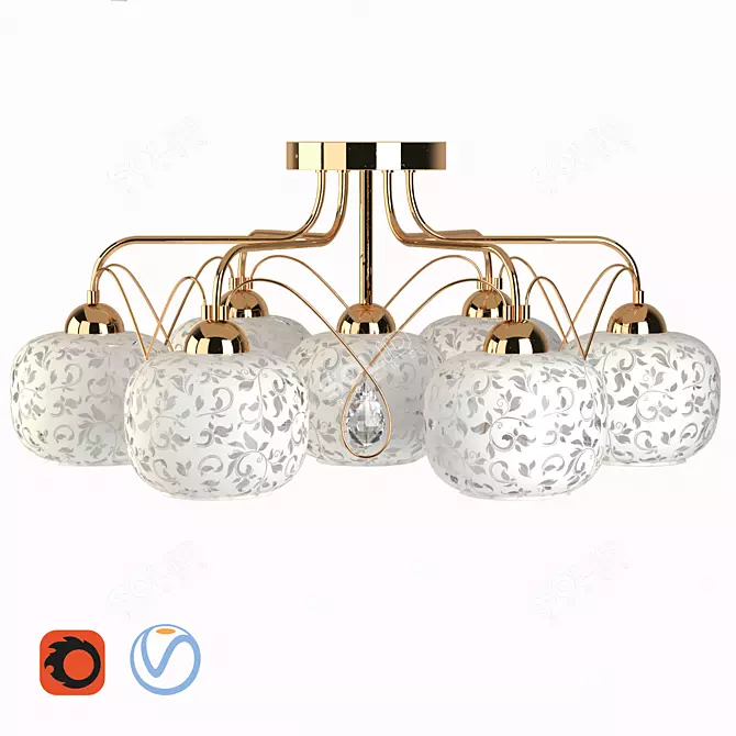 Elegant Megapolis Gold Chandelier 3D model image 1