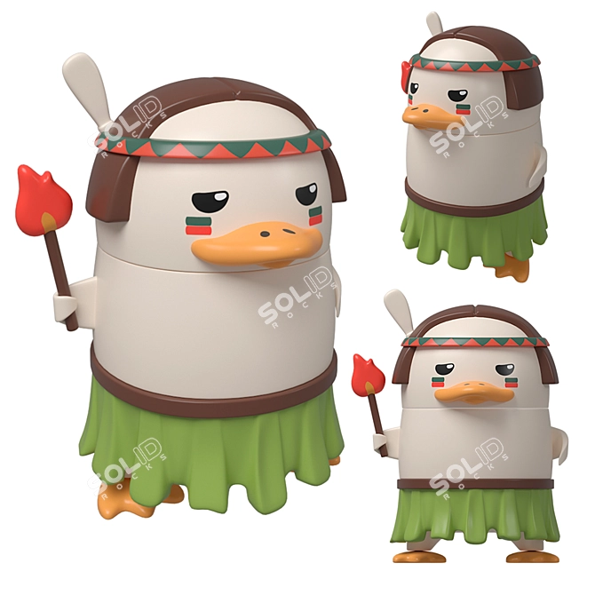 Whimsical Duckoo Figurines: Forest Frolic 3D model image 11