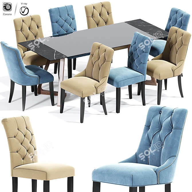 Elegant Preston Dining Chairs 3D model image 1