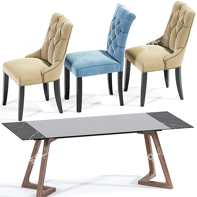 Elegant Preston Dining Chairs 3D model image 3