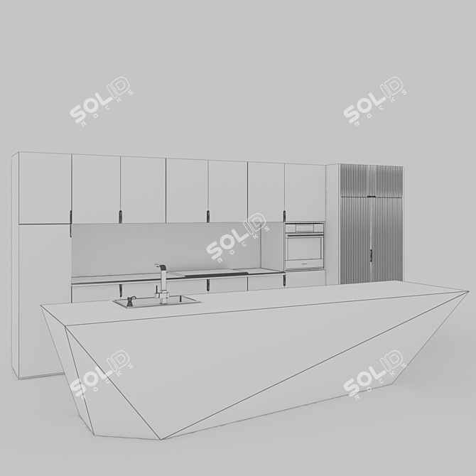 Sleek Geometry Kitchen Design 3D model image 2