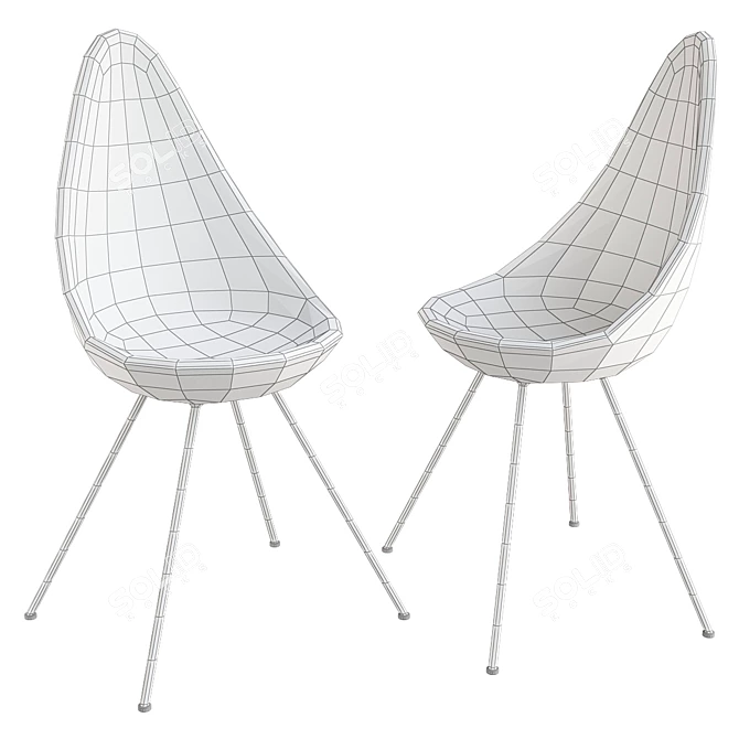 Elegant Drop Plastic Chair 3D model image 2