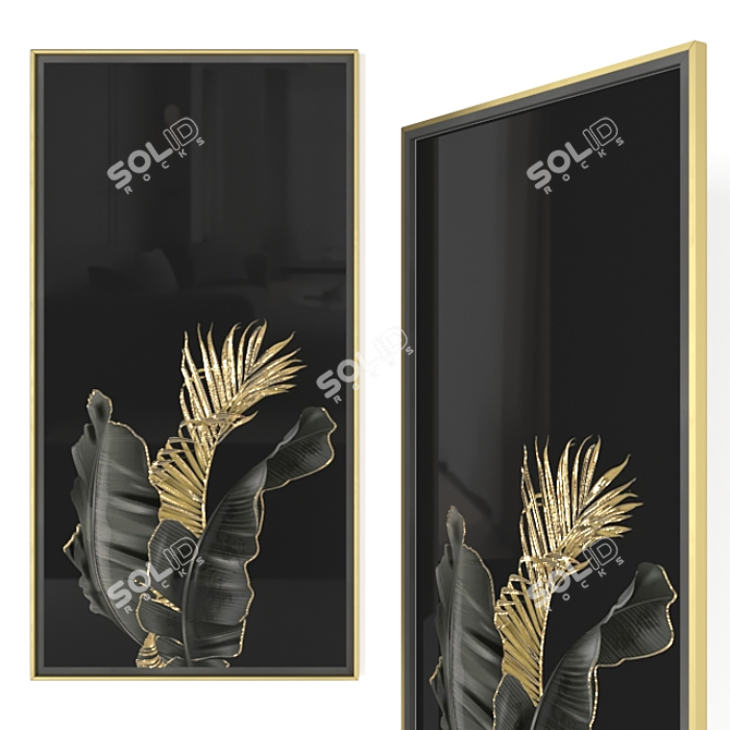 Gilded Black Foliage Wall Art 3D model image 8