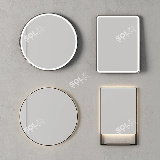 Reflective Elegance: Vanita Mirror Set 3D model image 1