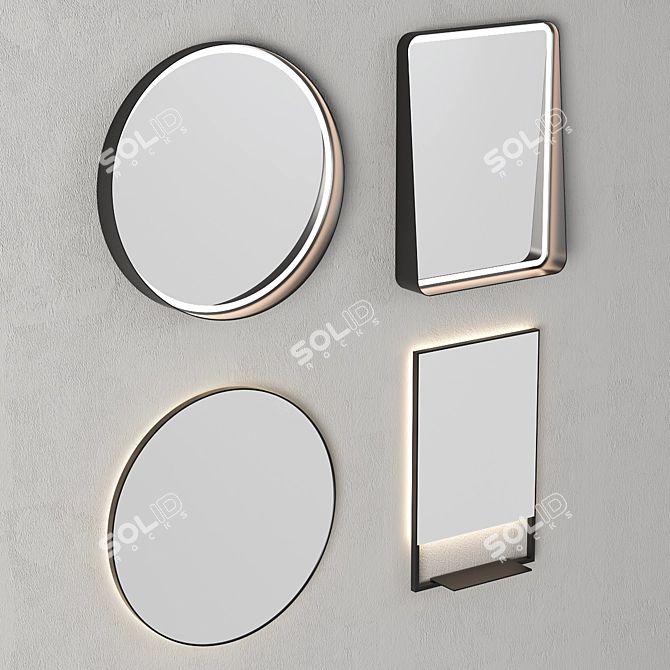 Reflective Elegance: Vanita Mirror Set 3D model image 2