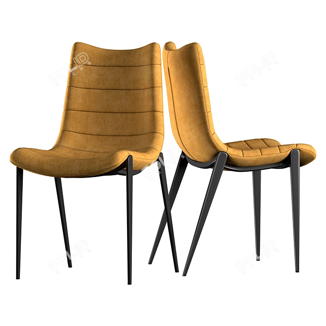 Industrial Tan Leather Chair with Black Iron Legs 3D model image 1