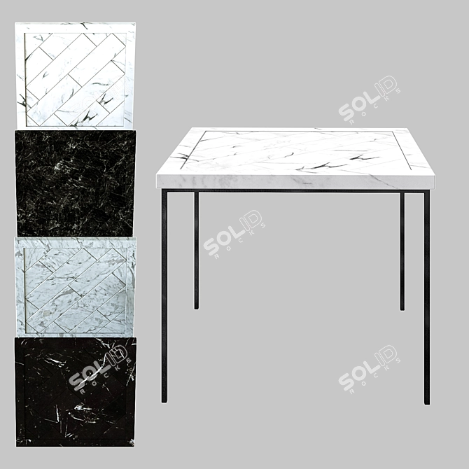 Regal Square Marble Dining Table 3D model image 1