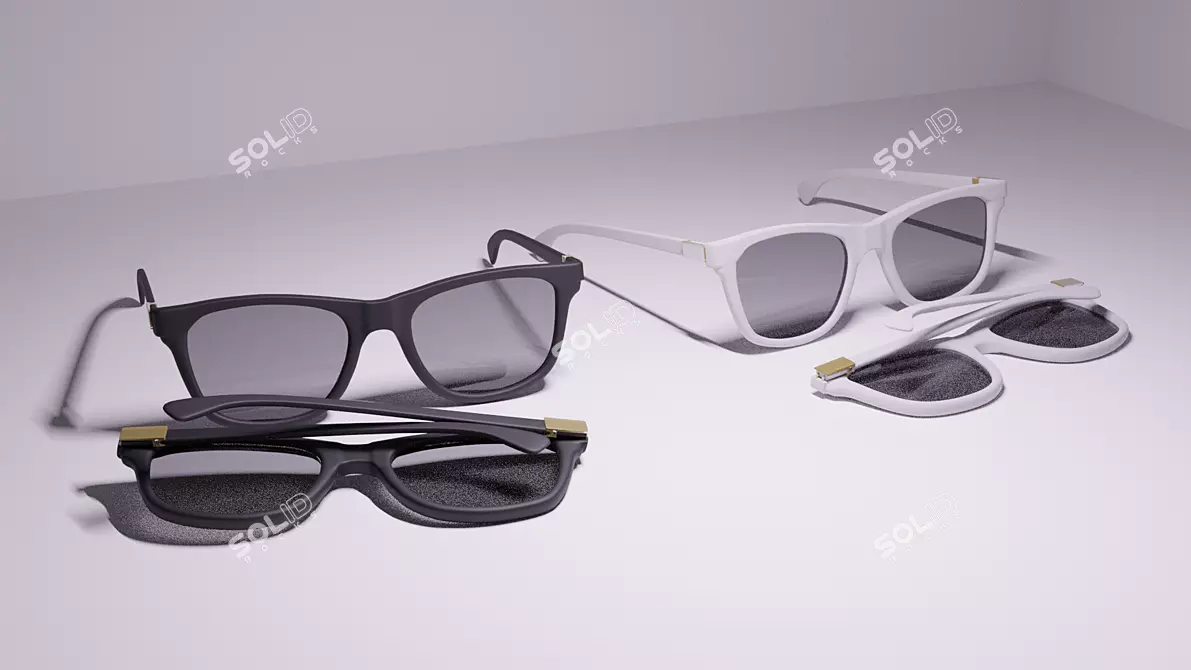 Foldable Sunglasses in Black/White 3D model image 1