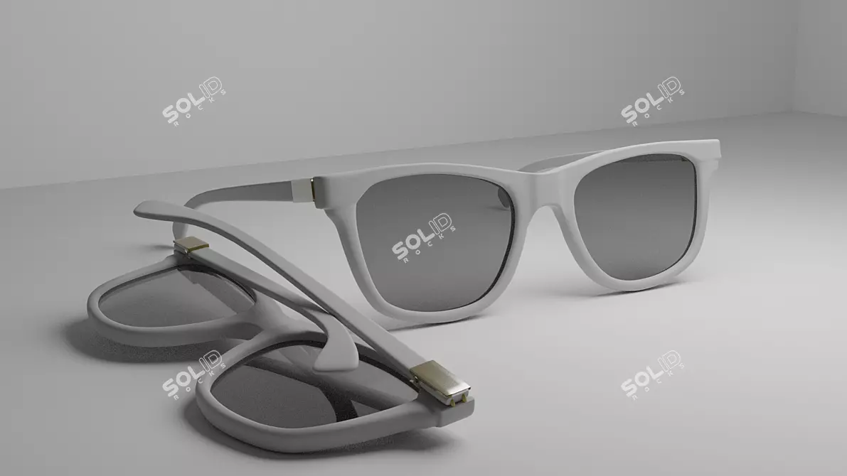 Foldable Sunglasses in Black/White 3D model image 2