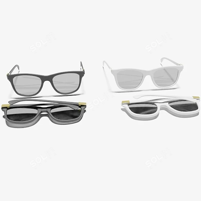 Foldable Sunglasses in Black/White 3D model image 9