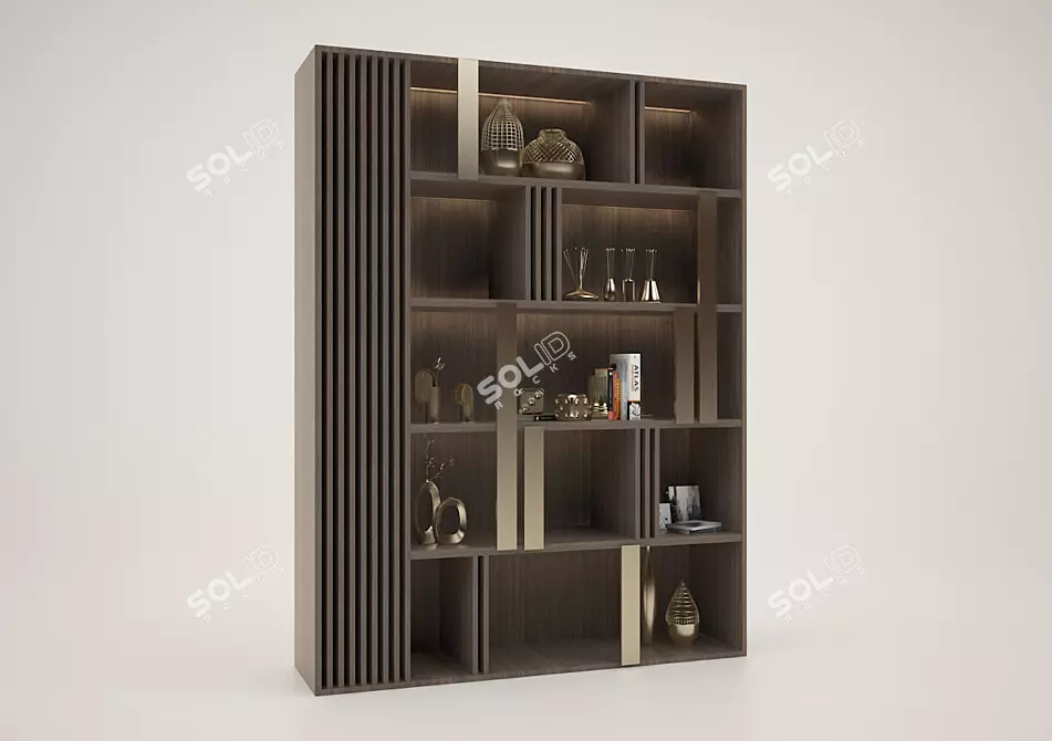 Rustic Oak Wood Cupboard 3D model image 1