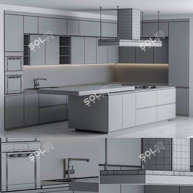  Sleek Black Poliform Kitchen 3D model image 2