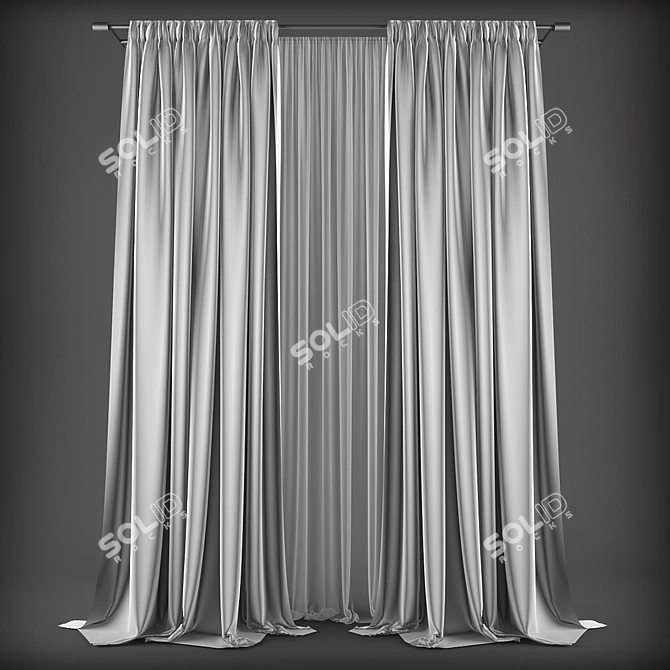 Elegant Window Drapes 3D model image 1