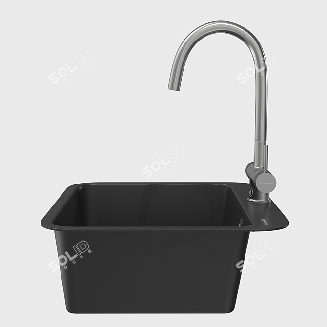 Omoikiri Tasogare-51-BL: Stylish Inset Sink & Faucet Bundle 3D model image 2