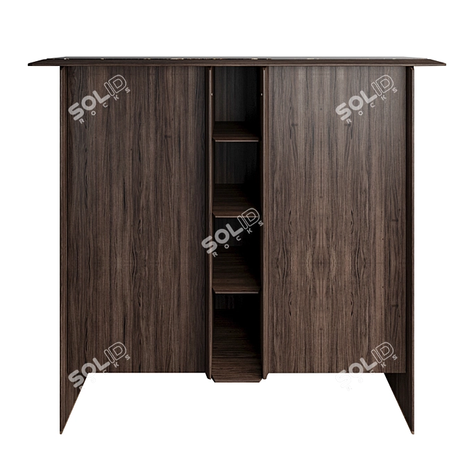 Sleek Wood and Stone Media Cabinet 3D model image 5