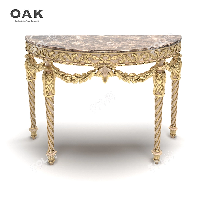 Galleria Collection Golden Leaf Wood Console 3D model image 2