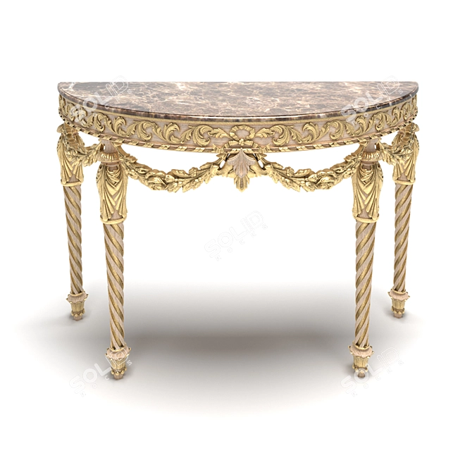 Galleria Collection Golden Leaf Wood Console 3D model image 5