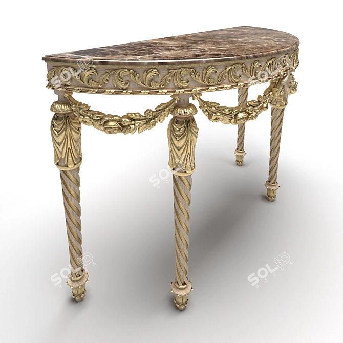 Galleria Collection Golden Leaf Wood Console 3D model image 9