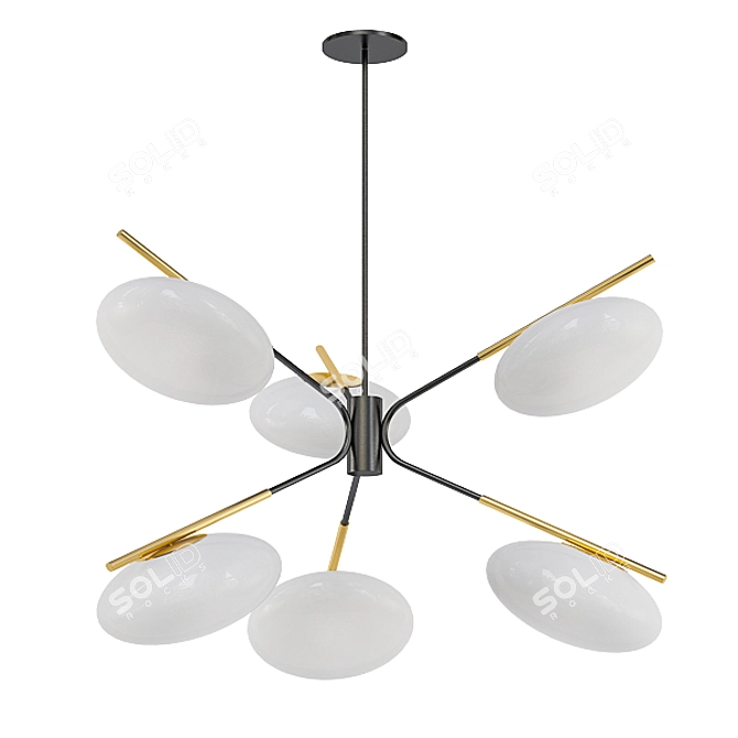 Modernist Gemma Brass Chandelier Set 3D model image 5