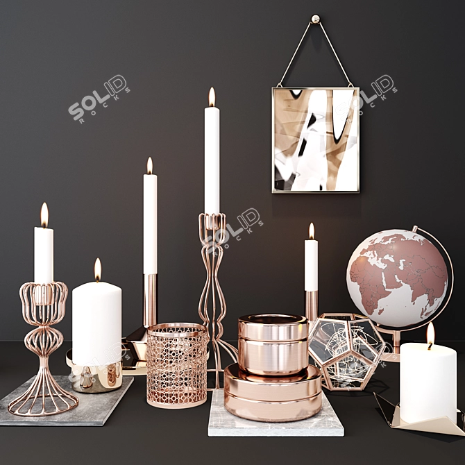 Elegant Candlestick Decor Set 3D model image 1