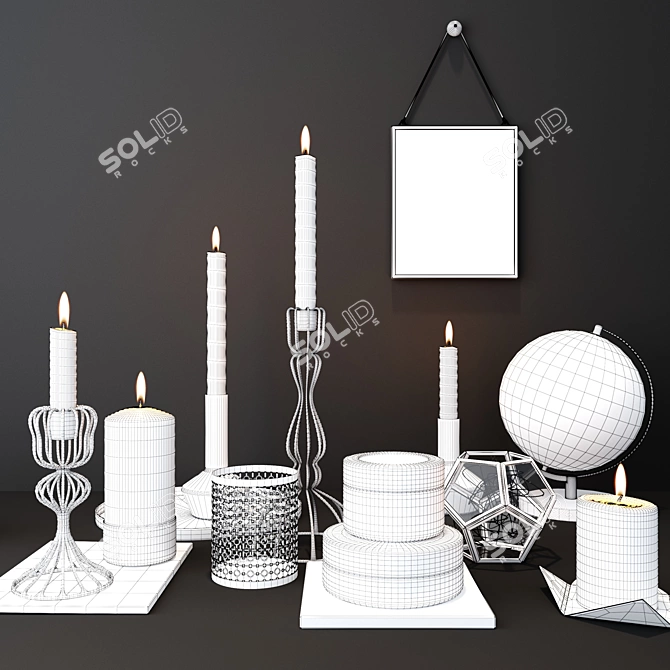 Elegant Candlestick Decor Set 3D model image 2