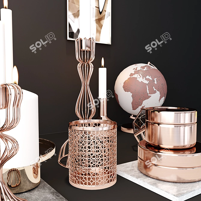 Elegant Candlestick Decor Set 3D model image 3