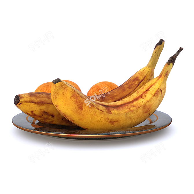 Fruitful Plate: Bananas & Oranges 3D model image 5