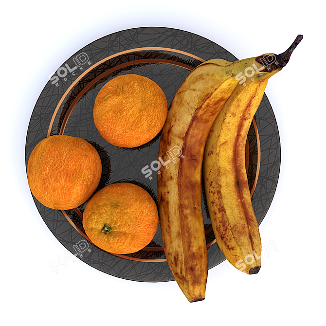 Fruitful Plate: Bananas & Oranges 3D model image 7