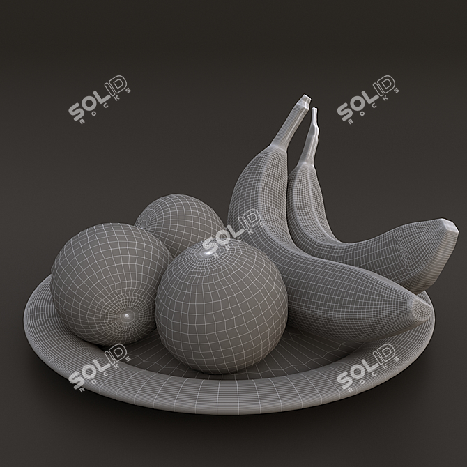 Fruitful Plate: Bananas & Oranges 3D model image 11