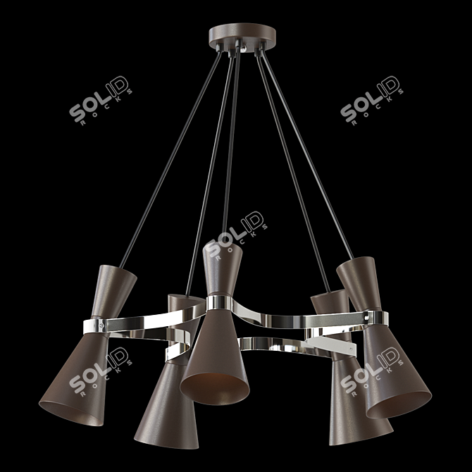 VANDA 5 Brown Metal Chandelier 3D model image 1